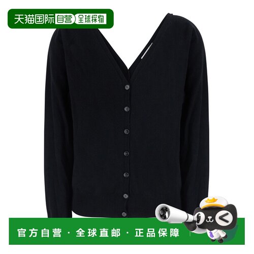 香港直邮LISA YANG 女士 'Jiani' on front and back 黑色V领羊绒