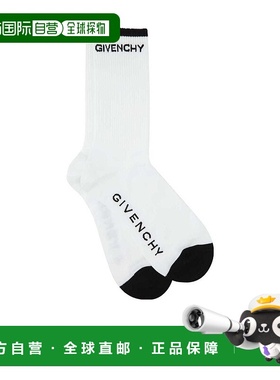 香港直发GIVENCHY纪梵希男士白色徽标棉质袜子透气时尚BMB02A4037