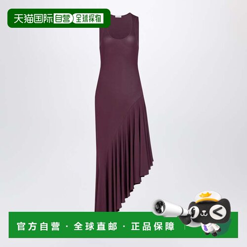 1h可退 香港直邮alaia 女士 fluid 不对称粘胶纤维针织连衣裙紫罗