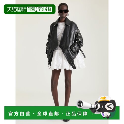 自营欧洲直邮Givenchy纪梵希 女士黑色皮革反转机车夹克
