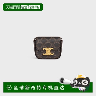 思琳 欧洲直邮CELINE 女士TRIOMPHE迷你标志印花牛皮革手袋背包