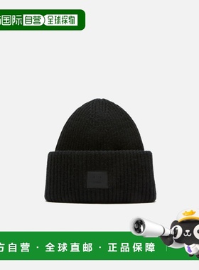 自营欧洲直邮Acnes Studios Face男士黑色羊毛Logo针织帽