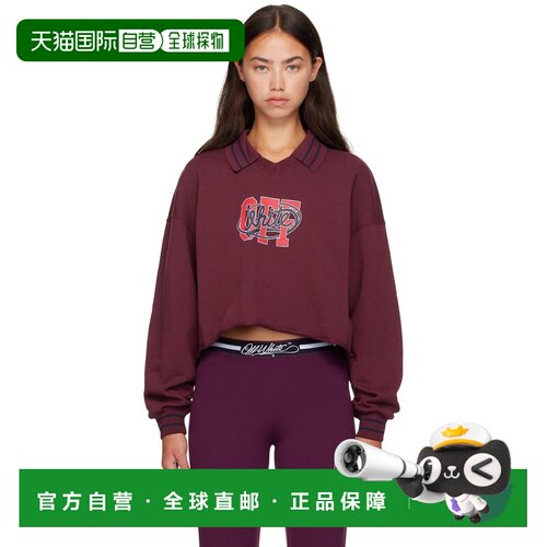 香港直邮off-white 女士 酒红色 Off College Crop Polo 套头衫 2