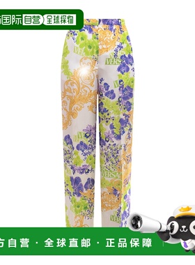 香港直邮Versace 印花休闲裤 10082221A067165W270高腰阔腿裤