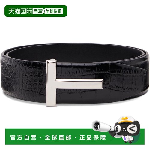 1h可退 香港直邮Tom Ford 汤姆 福特 男士 黑色 T 双面腰带 TB178