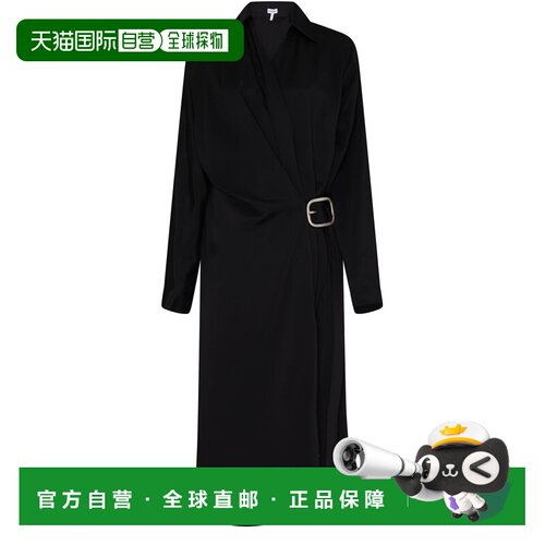 自营欧洲直邮LOEWE罗意威 女士黑色粘胶纤维羊毛拼支付后1h可退