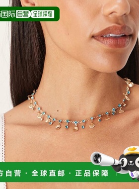 香港直邮ASOS 女士 droplets 设计迷你镀金贝壳蓝色人造水晶项链