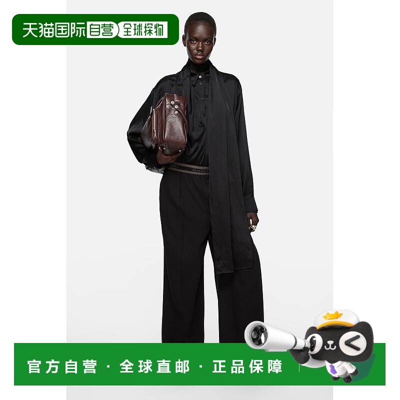 自营欧洲直邮Acne Studios  FW25女士黑色棉/氨纶衬衫