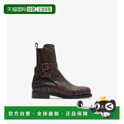 1h可退 欧洲直邮BURBERRY 25秋冬 81149341 男士 短靴 格纹皮革 L