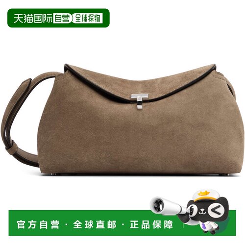 1h可退 香港直邮toteme 女士 黄褐色 T-Lock Suede 单肩包 241WAL
