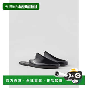 黑色小牛皮丝网印刷字母徽标拖鞋 自营欧洲直邮Prada普拉达 男士