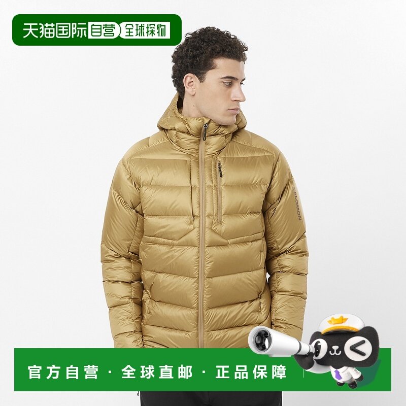 自营欧洲直邮SALOMON 古铜色合成材料男士连帽羽绒服,运动服/休闲服装,运动羽绒服,淘宝优惠券,粉丝福利购,淘宝优惠卷