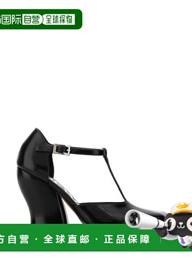 1h可退 香港直邮LOEWE 罗意威 女士 黑色皮质T带浅口鞋 LONDS01X0