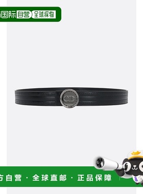 1h可退 香港直邮DIOR 迪奥 男士 徽标腰带 4302RUVDQH black黑色