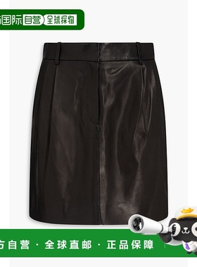 1h可退 香港直邮THEORY 希尔瑞 女士 褶裥皮革迷你半身裙 M010030