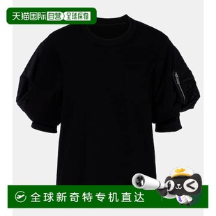 black黑色 1h可退 棉质斜纹布针织T恤 香港直邮Sacai 舒适时 女士