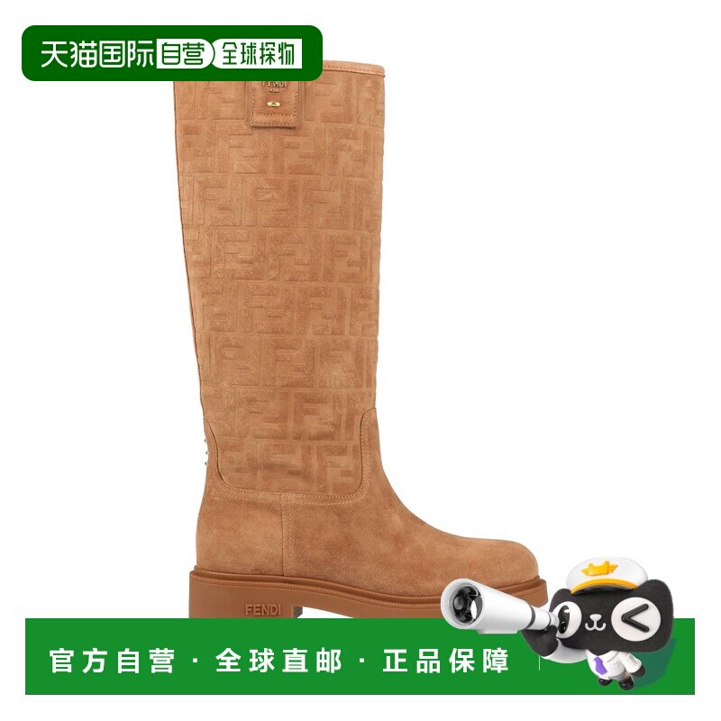香港直邮Fendi 芬迪 女士 靴子 BROWN 棕色长筒靴时尚舒适厚底鞋