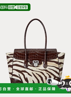 自营欧洲直邮RalphLauren拉夫劳伦 Lauren大号 Tanner 斑马帆布挎