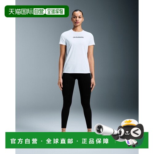 自营欧洲直邮On昂跑Performance系列女士白色聚酯字母印花短袖T恤