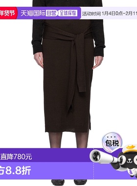 1h可退 香港直邮Lemaire 女士 棕色 Trompe L'oeil 半身裙 SK1058