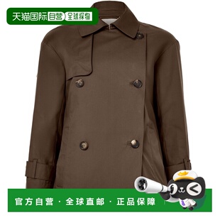欧洲直邮自营MAX MARA 女士绿色棉质聚酯纤维短款风衣