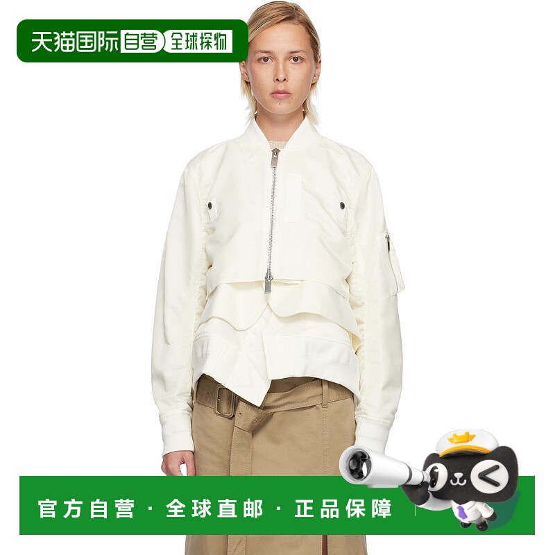 1h可退 香港直邮Sacai 女士 灰白色飞行员夹克 2508150 beige米色