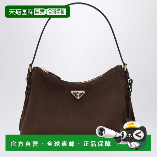 1h可退 香港直邮Prada 普拉达 女士 深褐色绒面革包包 1BC301LVO2