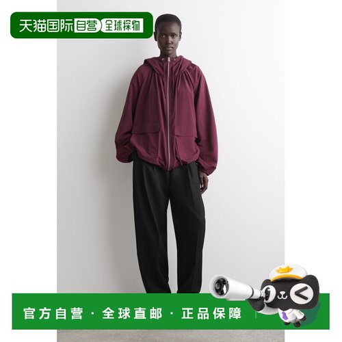 自营欧洲直邮COS 女士红色尼龙连帽帕克大衣外套
