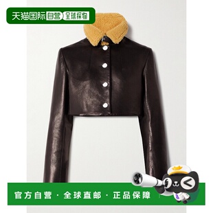 香港直邮KHAITE 女士 Jodie 短款皮毛饰边皮革皮衣夹克 6197729