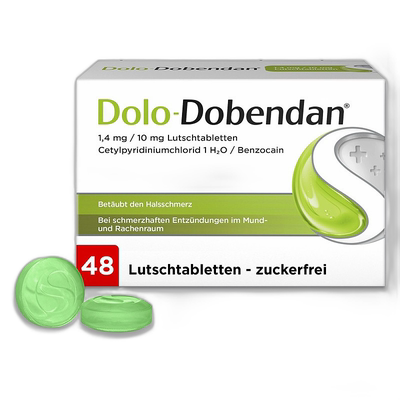 欧洲直邮德国药房Dolo-Dobendan咽喉喉咙消炎止痛带麻药含片48粒