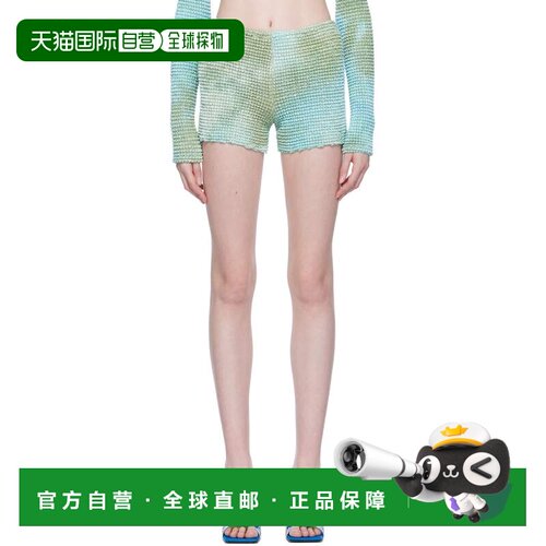 1h可退 香港直邮off-white 女士 蓝色抽褶短裤 OWCB050S23FAB0024