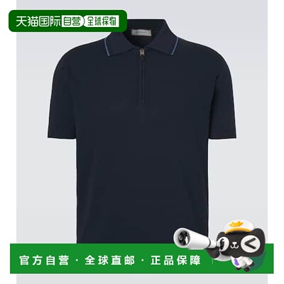香港直邮Canali 康钠丽 男士 棉质拉链Polo衫 blue蓝色 舒适时尚