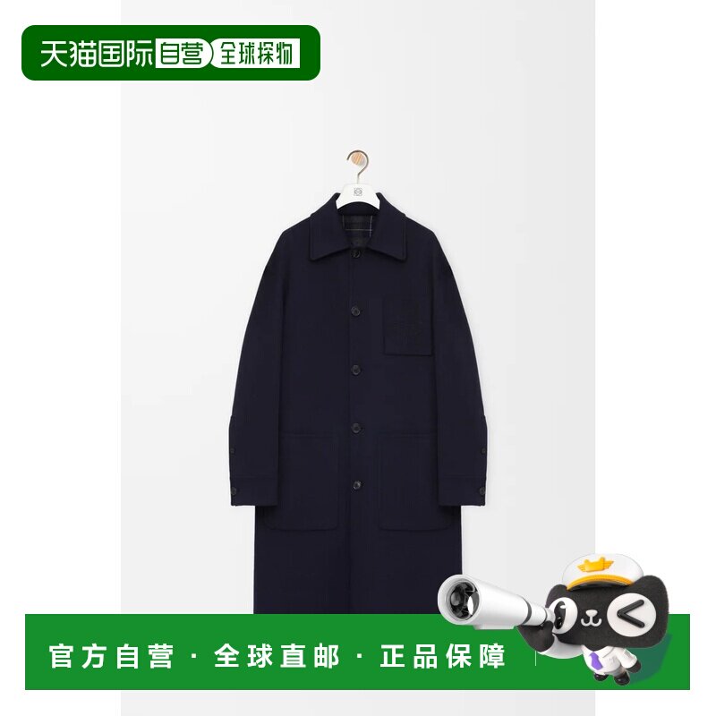 自营欧洲直邮LOEWE罗意威 男士藏青色/灰色羊毛/羊绒大衣