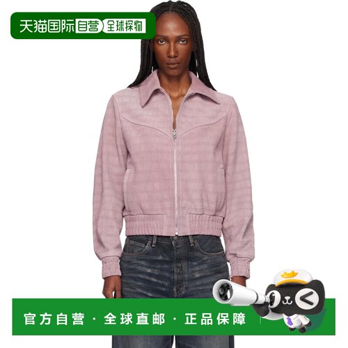 香港直邮AMIRI 女士 粉色 Western Croc 绒面革夹克 AWOUJA1034D