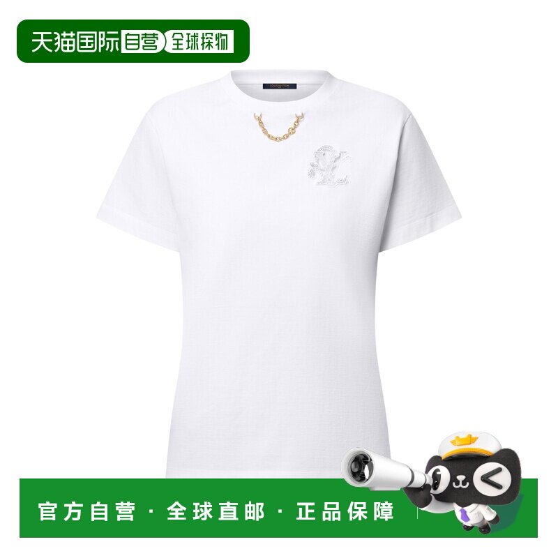 自营1h可退 欧洲直邮LV路易威登 女士亮白色棉logo标识短袖T恤