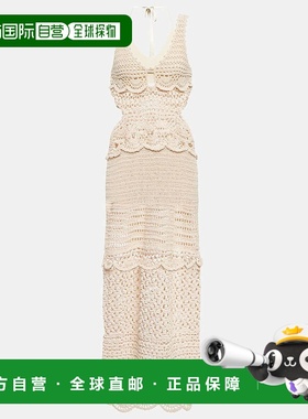 1h可退 香港直邮Simkhai 女士 Cory 钩花棉混纺中长连衣裙 001397