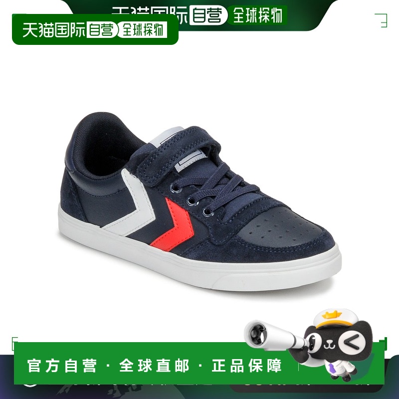 hummel 儿童蓝色低帮平底防滑魔术贴经典复古时尚休闲鞋板鞋