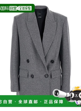 1h可退 香港直邮Pinko 品高 女士 'Amora' Revers 灰色双排扣耸肩