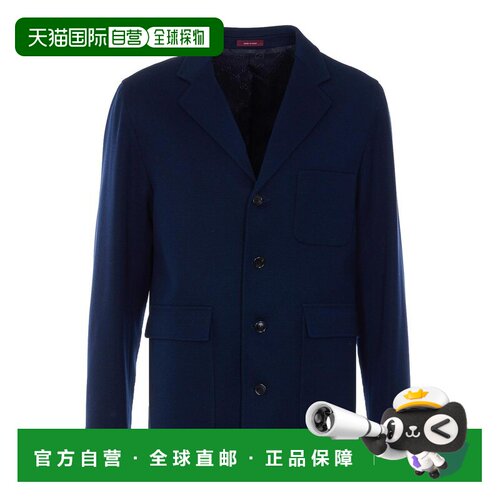 1h可退 香港直邮Gucci 古驰 男士 FRONTAL CLOSURE 蓝色纽扣夹克
