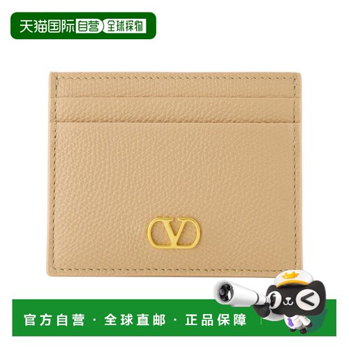 香港直邮valentino 华伦天奴 女士 NEUTRALS VLOGO 裸色皮革钱包