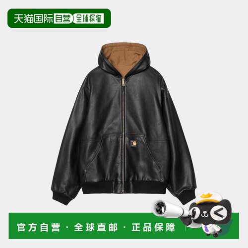 自营欧洲直邮Carhartt WIP Active男士黑色/棕色羊毛宽松剪裁连帽