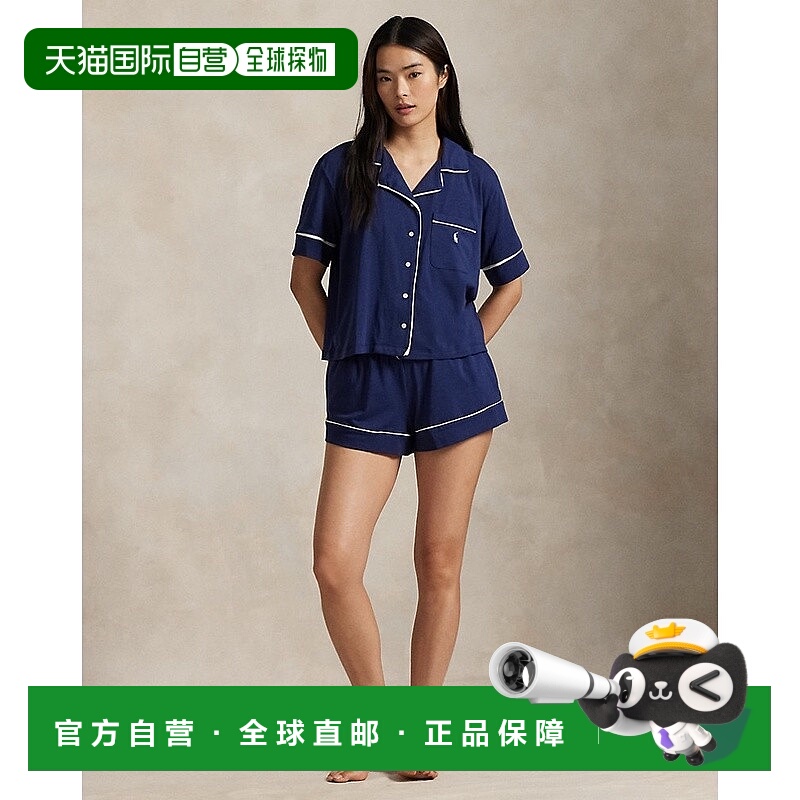 自营欧洲直邮RalphLauren拉夫劳伦 Polo短袖滚边针织睡衣