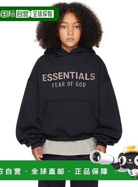 香港直邮Essentials 女童 黑色贴饰儿童连帽衫童装 785SP252040K