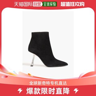 香港直邮Giuseppe 女士Kanda 饰绒面革短靴 Zanotti 水晶装