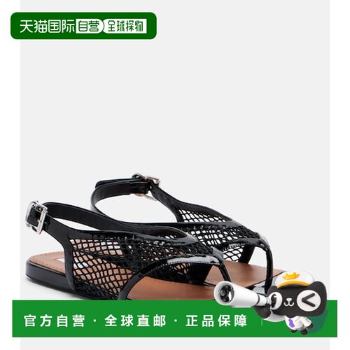 香港直邮alaia 女士 皮革边网眼人字拖 black黑色 舒适时尚凉鞋