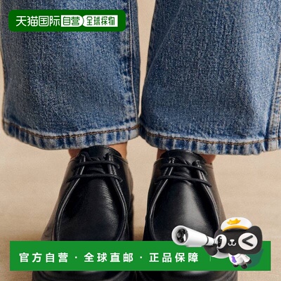 自营欧洲直邮Sezane 女士黑色牛皮厚底德比鞋新款