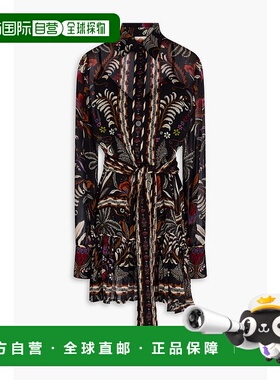 1h可退 香港直邮FARM RIO 女士 层叠印花绉纱迷你衬衫式连衣裙 31