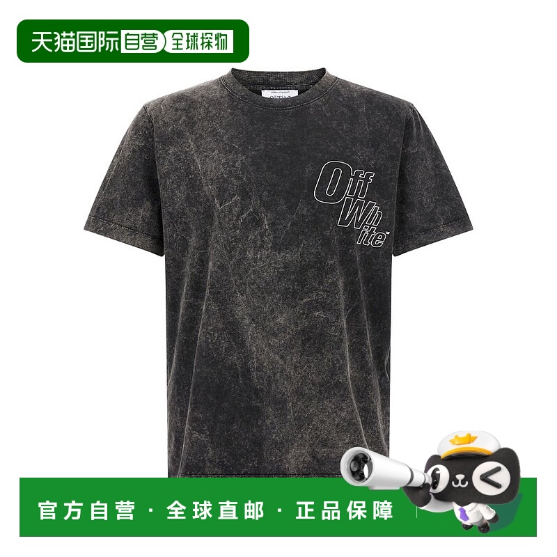 1h可退 香港直邮Off-white 男士 灰白色箭頭圓領 T 卹 OMAA027F25