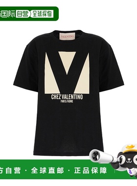 1h可退 香港直邮Valentino 华伦天奴 女士 黑色棉质T恤 6B3MG24H9