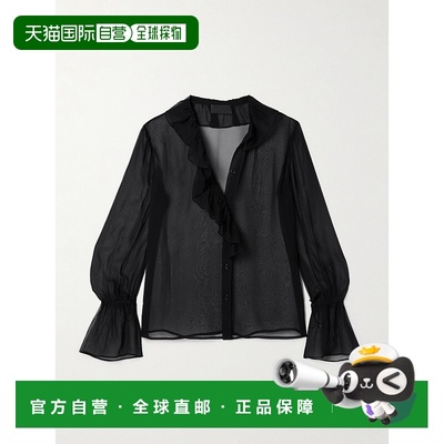 香港直邮NILI LOTAN 女士 Cecily 荷叶边真丝雪纺衫 10570W708BLK